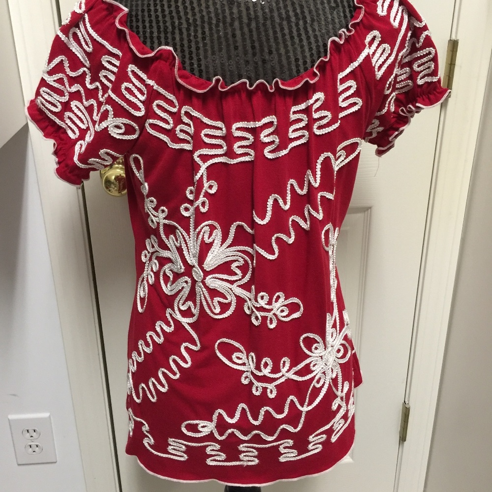 Lauren Michelle Red Top SZ M